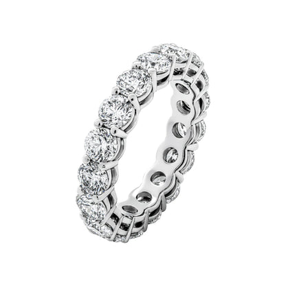 4 Carat Round Cut Diamond Eternity Band in Platinum 20 pointer Side View