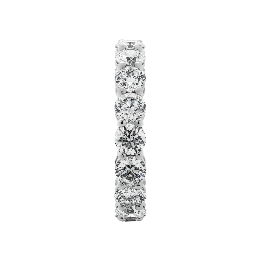 4 Carat Round Cut Diamond Eternity Band in Platinum 20 pointer Profile View