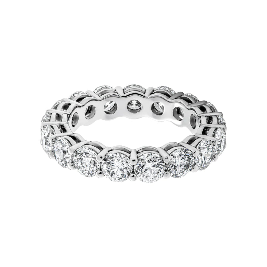 4 Carat Round Cut Diamond Eternity Band in Platinum 20 pointer Front View