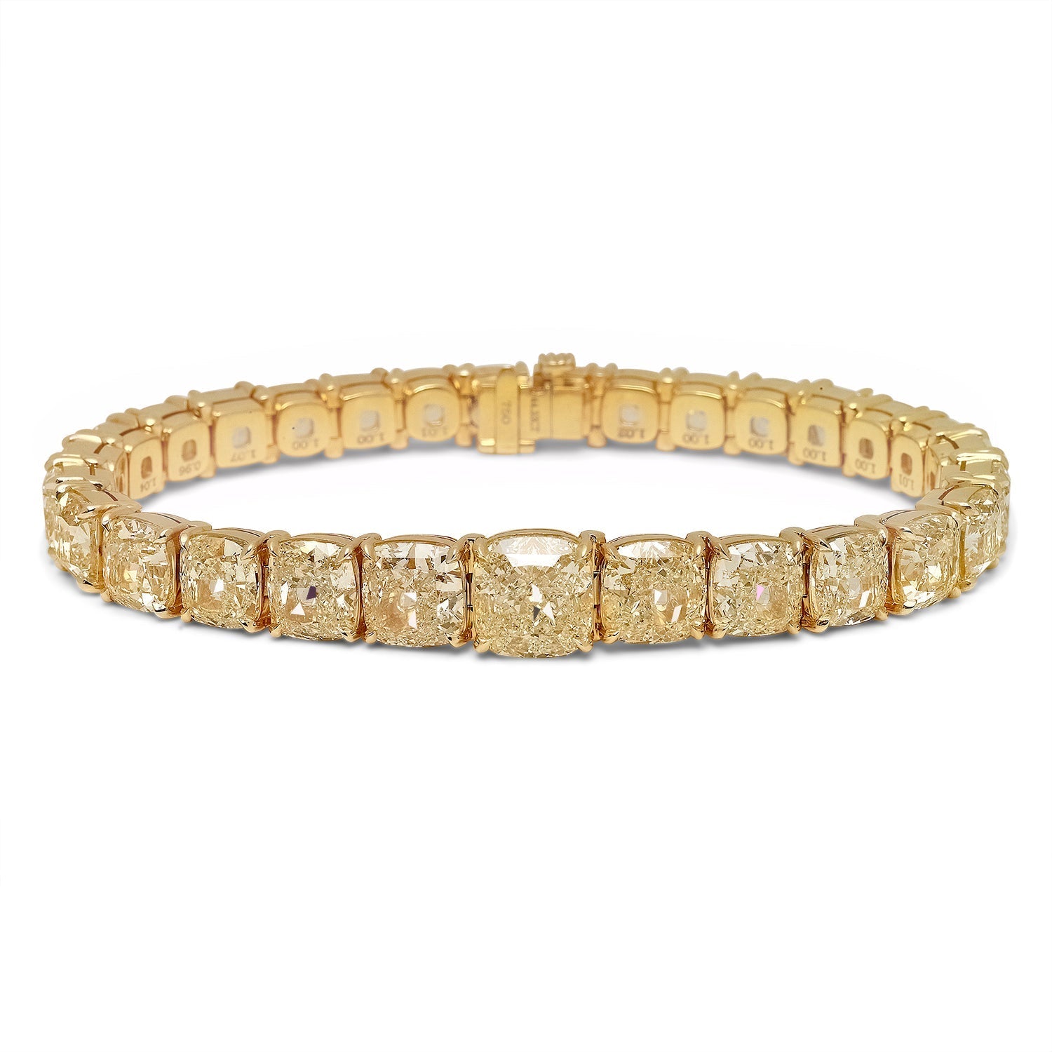 Matrix Tennis bracelet, Round cut, Yellow, Gold-tone plated | Swarovski