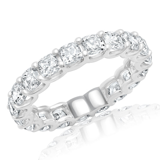  5-6 Carat Cushion Cut Diamond Eternity Band in Platinum 30 pointer Side View