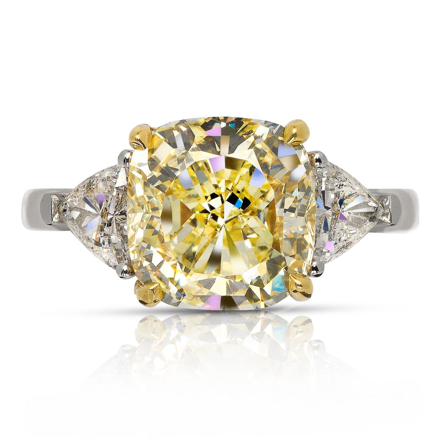 3.73CT Radiant Cut Canary Yellow Moissanite Five Stone Engagement Ring