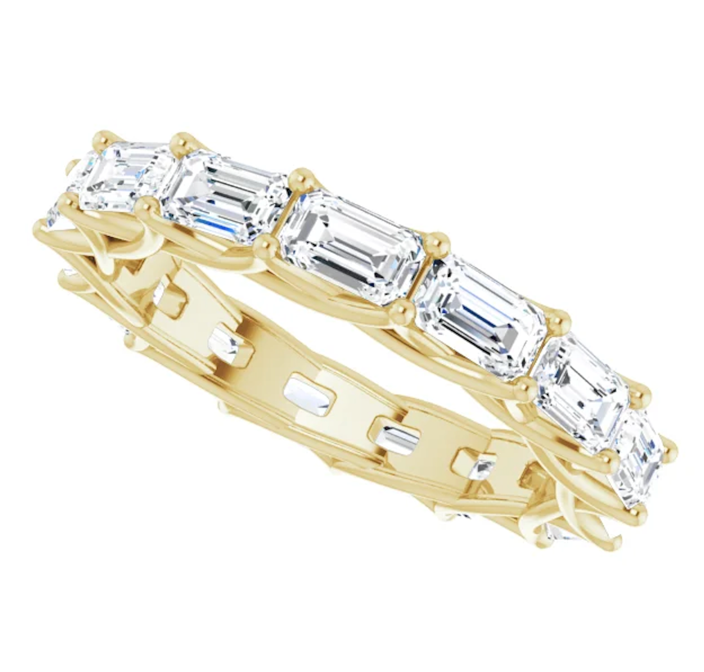 MUZU 5 Carat Emerald-Cut Diamond Eternity Ring in 14K - 18K Gold - Platinum 30 pointer G Color VS1 Clarity Shared Prong Band By Mike Nekta NYC