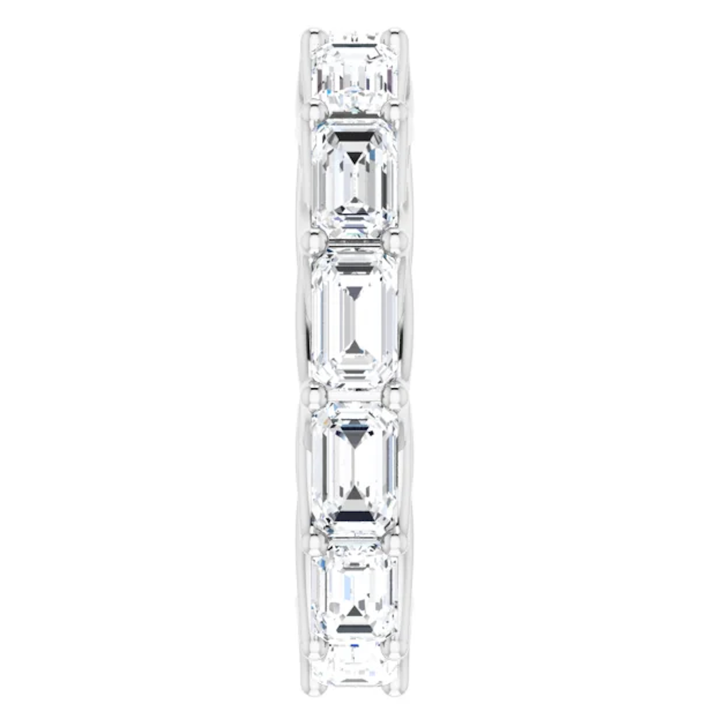 MUZU 5 Carat Emerald-Cut Diamond Eternity Ring in Platinum 30 pointer G Color VS1 Clarity Shared Prong Band By Mike Nekta NYC