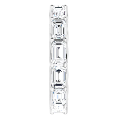 MUZU 5 Carat Emerald-Cut Diamond Eternity Ring White Gold 30 pointer G Color VS1 Clarity Shared Prong Band By Mike Nekta NYC