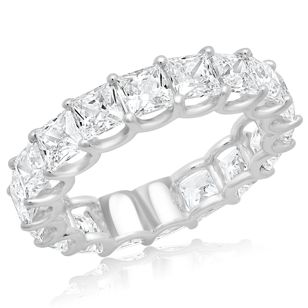 5 Carat Princess Cut Diamond Eternity Band in Platinum 25 pointer Side View