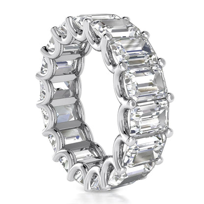 ECLAT 6.5 Carat Emerald-Cut Diamond Eternity Ring in 4K 18K Gold or Platinum 35 pointer G Color VS1 Clarity Shared Prong Band By Mike Nekta NYC size 7