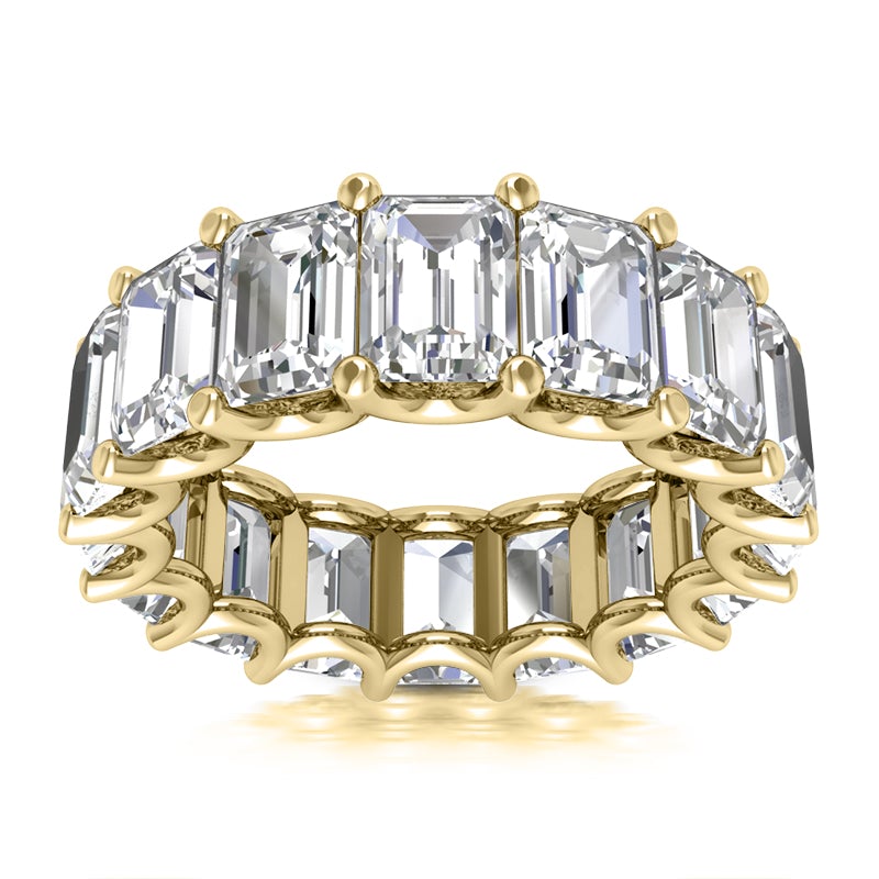 ECLAT 6.5 Carat Emerald-Cut Diamond Eternity Ring in 4K 18K Gold or Platinum 35 pointer G Color VS1 Clarity Shared Prong Band By Mike Nekta NYC size 7