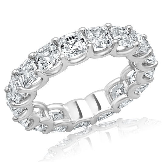 6-7 Carat Asscher Cut Diamond Eternity Band in Platinum 40 pointer Side View