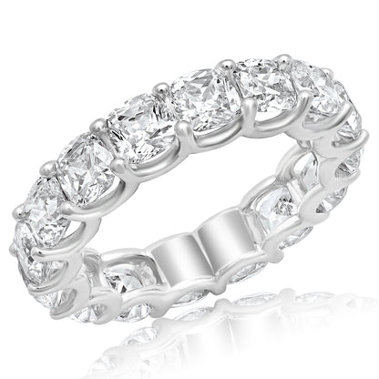 6-7 Carat Cushion Cut Diamond Eternity Band in Platinum 40 pointer Side View