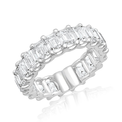 6-7 Carat Emerald Cut Diamond Eternity Band Lab Grown in Platinum 30 pointer Side View