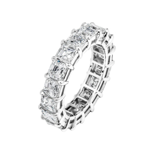 6 Carat Asscher Cut Diamond Eternity Band in Platinum 30 pointer Side View