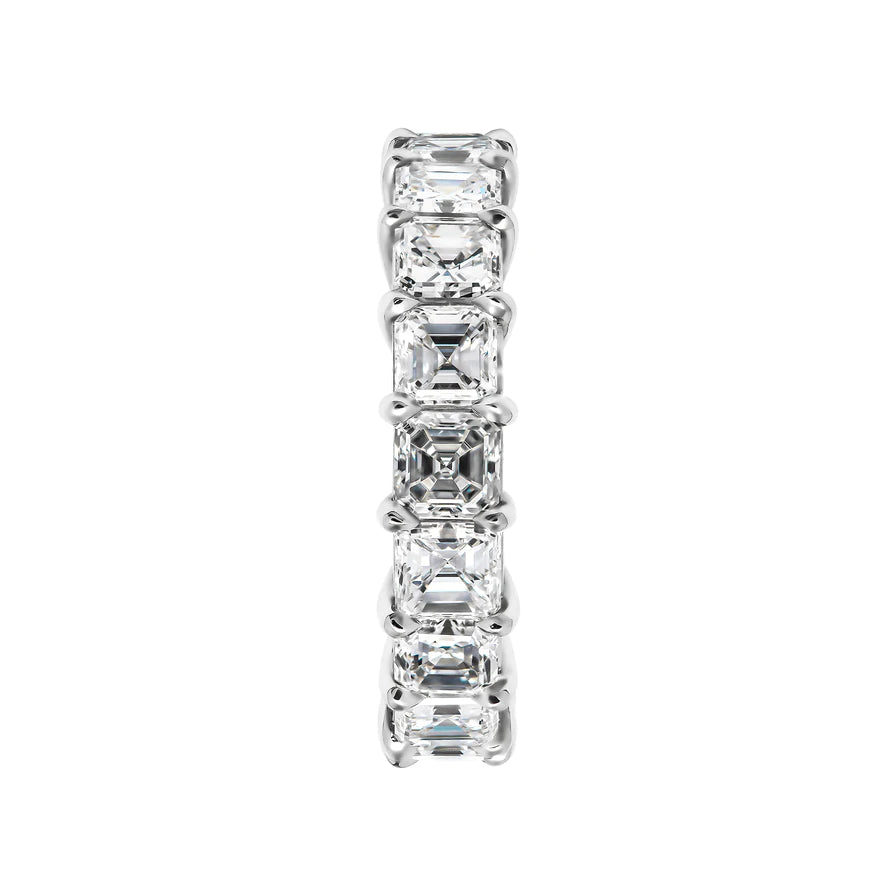 6 Carat Asscher Cut Diamond Eternity Band in Platinum 30 pointer Profile View