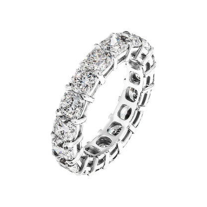 6 Carat Cushion Cut Diamond Eternity Band in Platinum 35 pointer Side View