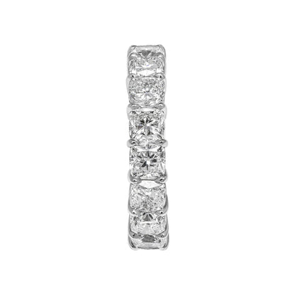 6 Carat Cushion Cut Diamond Eternity Band in Platinum 35 pointer Profile View