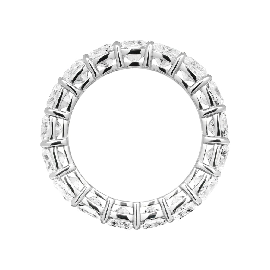 6 Carat Cushion Cut Diamond Eternity Band in Platinum 35 pointer Top View