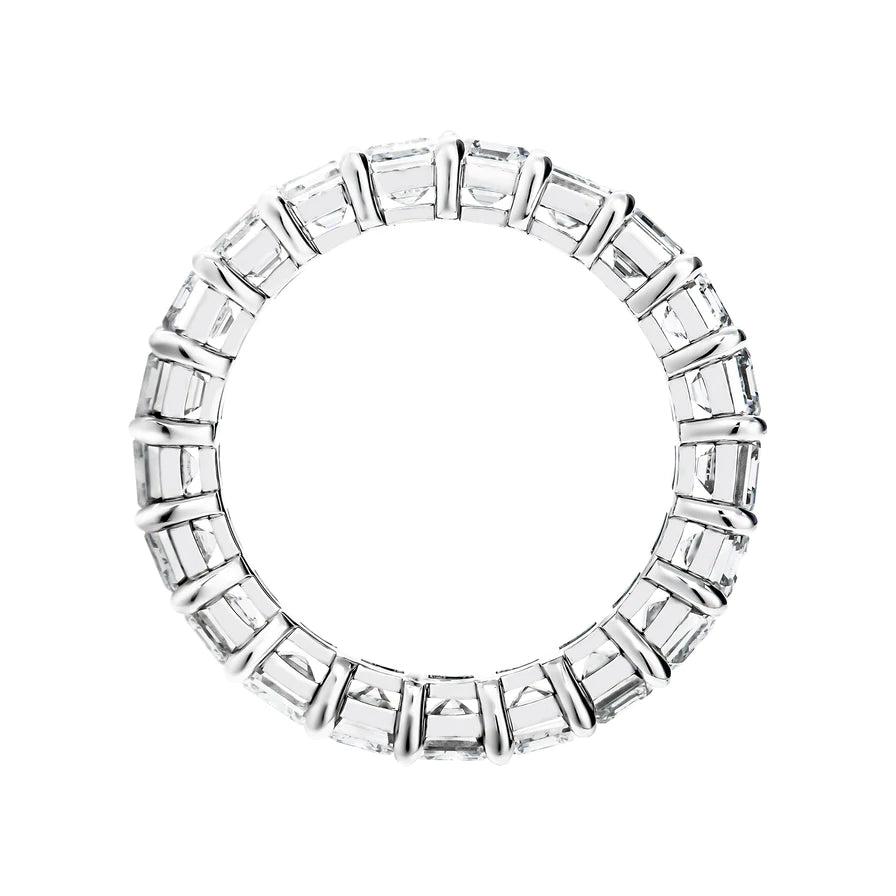 6 Carat Emerald Cut Diamond Eternity Band in Platinum 30 pointer