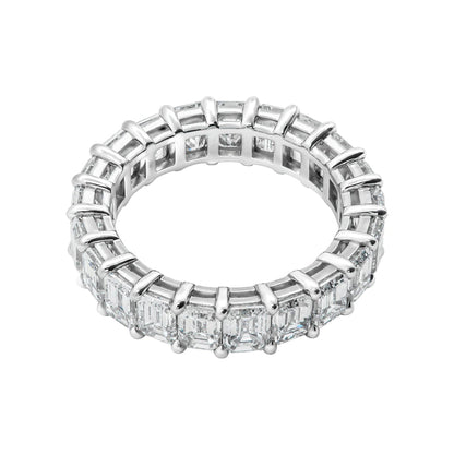 6 Carat Emerald Cut Diamond Eternity Band in Platinum 30 pointer Top View