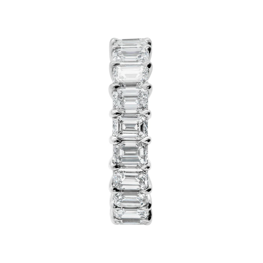 6 Carat Emerald Cut Diamond Eternity Band in Platinum 30 pointer Profile View