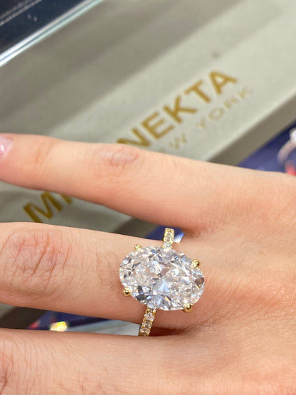 LEAH 6 CARAT OVAL CUT F COLOR VS2 CLARITY DIAMOND ENGAGEMENT RING 18KW GIA CERTIFIED 5 CT F VS2 BY MIKE NEKTA