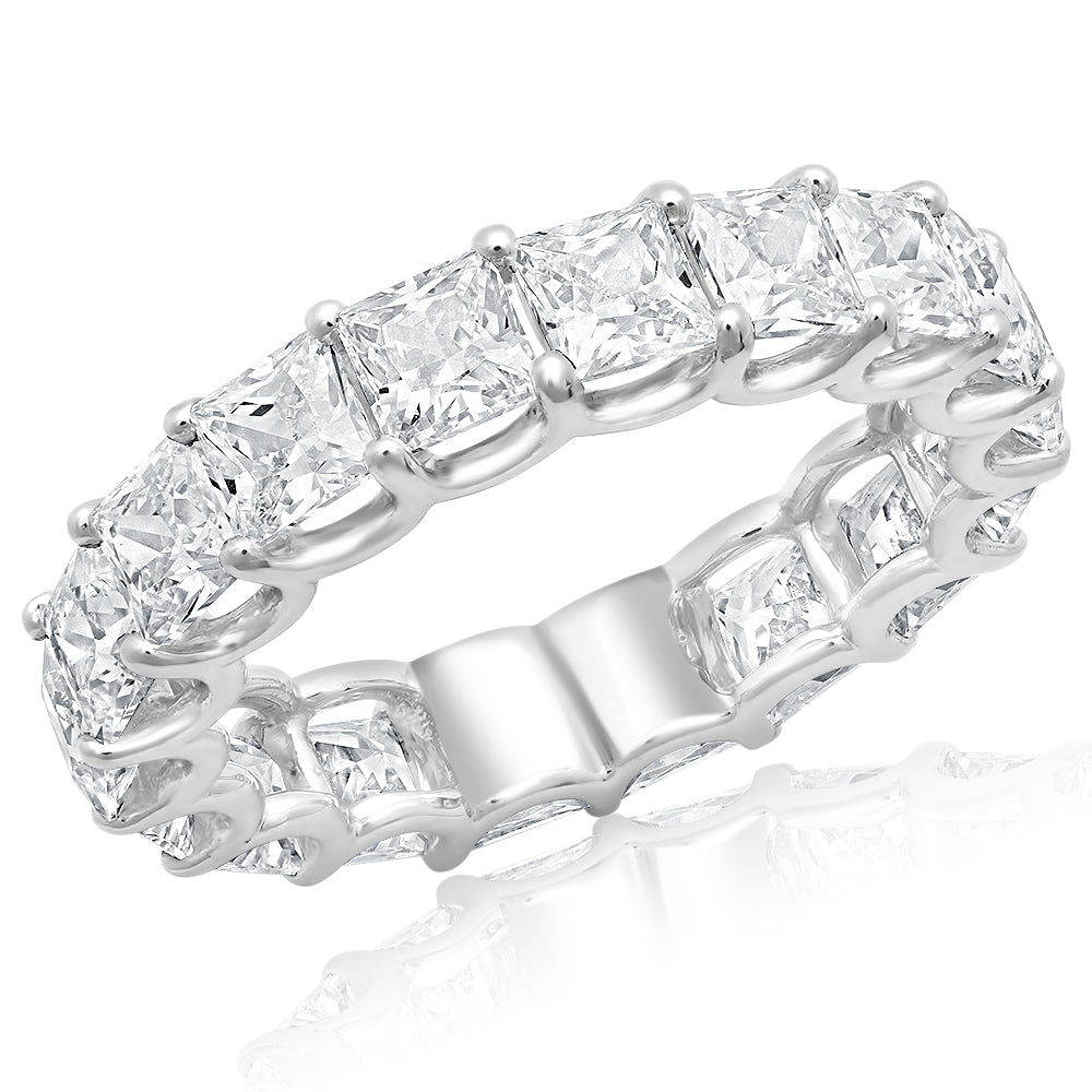 6 Carat Princess Cut Diamond Eternity Band in Platinum 30 pointer Side View