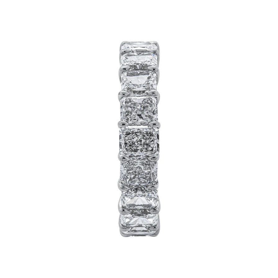 6 Carat Radiant Cut Diamond Eternity Band in Platinum 30 pointer Profile View