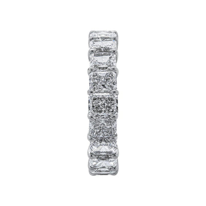 6 Carat Radiant Cut Diamond Eternity Band in Platinum 30 pointer Profile View