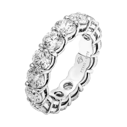 6 Carat Round Cut Diamond Eternity Band in Platinum 40 pointer Side View