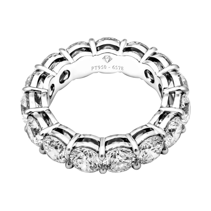 6 Carat Round Cut Diamond Eternity Band in Platinum 40 pointer Top View