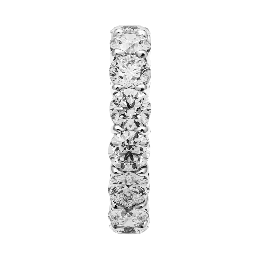 6 Carat Round Cut Diamond Eternity Band in Platinum 40 pointer Profile View