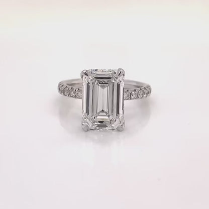 LEILANI 6 Carat Emerald Cut Lab Grown Diamond Engagement Ring. IGI Certified