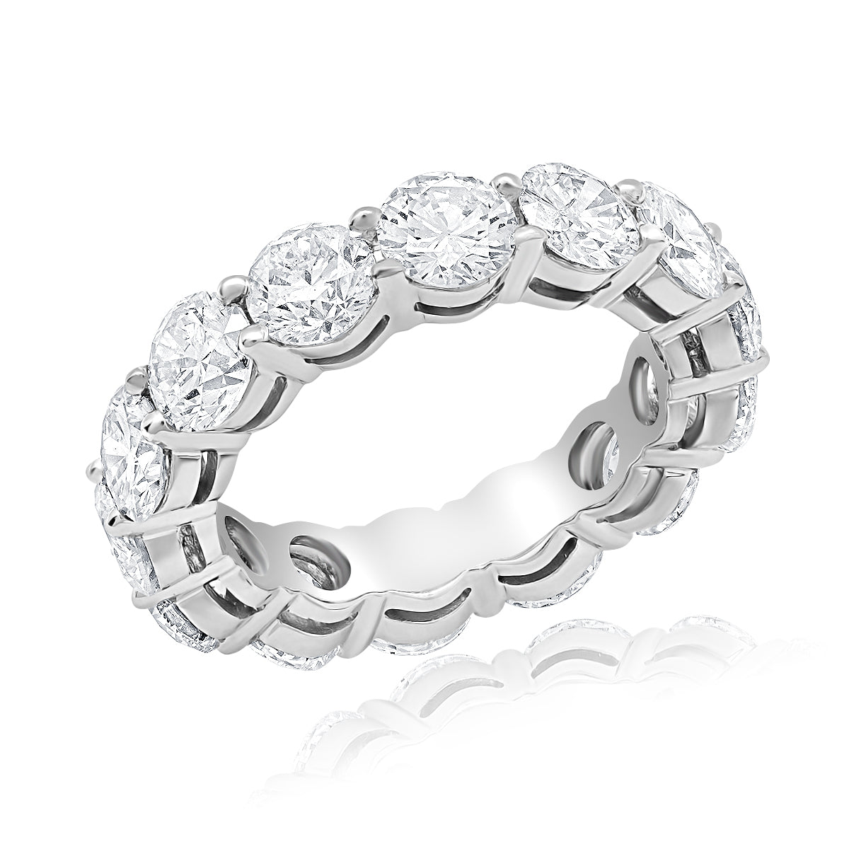  7-8 Carat Round Cut Diamond Eternity Band in Platinum 50 pointer Side View