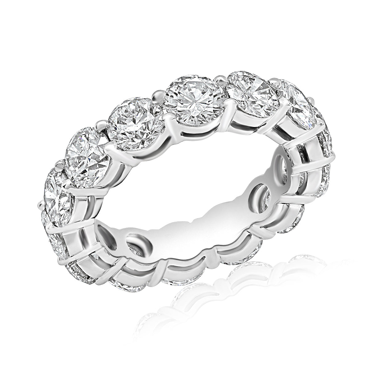  7-8 Carat Round Cut Diamond Eternity Band in Platinum 50 pointer Side View