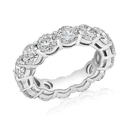  7-8 Carat Round Cut Diamond Eternity Band in Platinum 50 pointer Side View