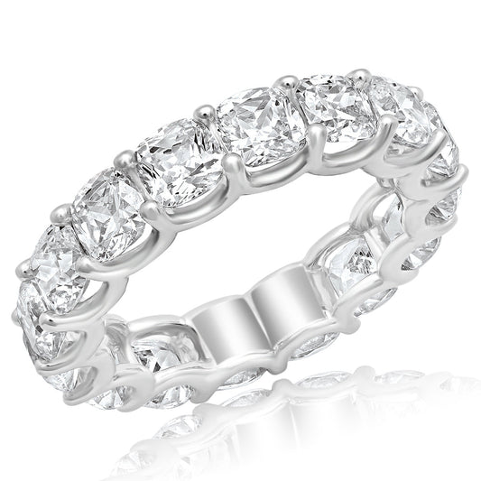 7-9 Carat Cushion Cut Diamond Eternity Band in Platinum 50 pointer Side View