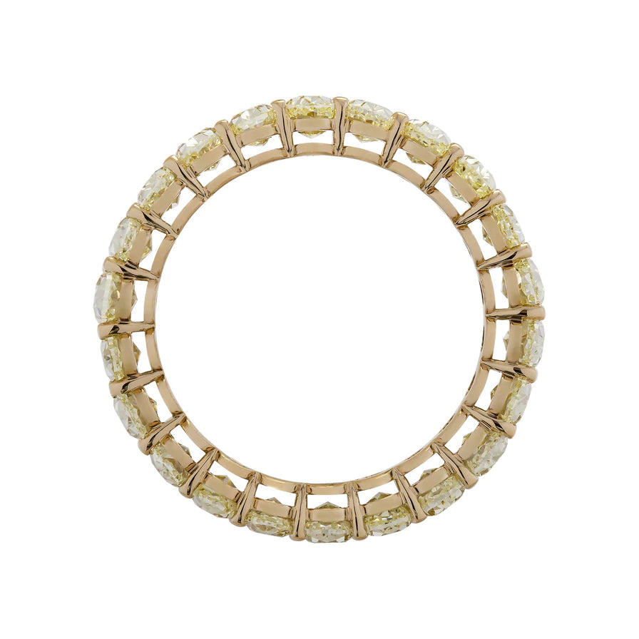 7 Carat Radiant Cut Diamond Eternity Band in 18K Yellow Gold 35 pointer Top View