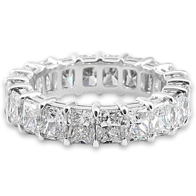 8-9 Carat Radiant Cut Diamond Eternity Band in Platinum 50 pointer Profile View