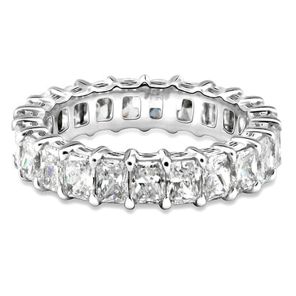 8-9 Carat Radiant Cut Diamond Eternity Band in Platinum 50 pointer Profile View