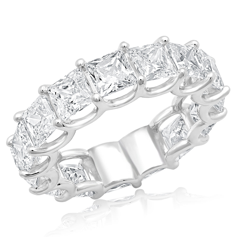 8 Carat Princess Cut Diamond Eternity Band in Platinum 50 pointer Side View