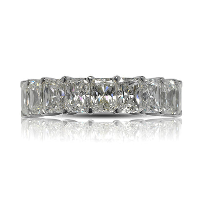 Radiant Cut Diamond Eternity Band in 18k White Gold Shared Prongs Side View