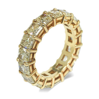 JIN 8 Carat Radiant Cut Yellow Diamond Eternity Ring in 18K Gold 40 pointer 7.41 tcw By Mike Nekta NYC SIZE 6.5