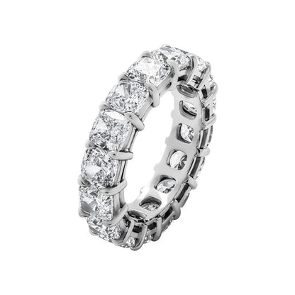 9 Carat Cushion Cut Diamond Eternity Band in Platinum pointer Side View