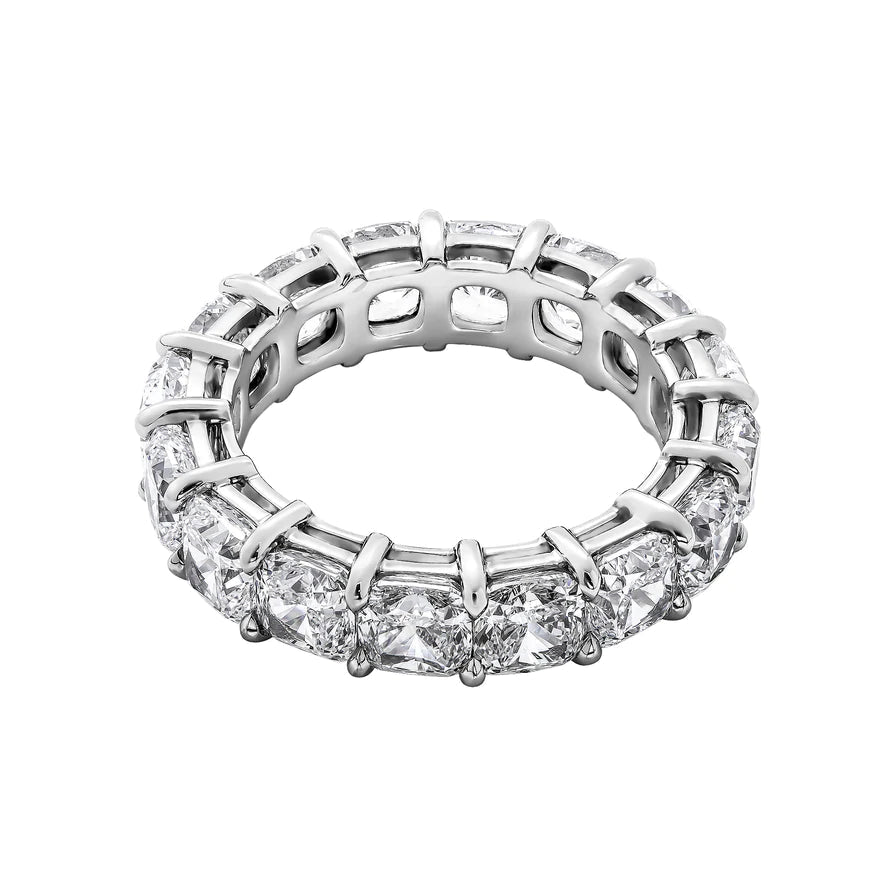 9 Carat Cushion Cut Diamond Eternity Band in Platinum pointer Top View