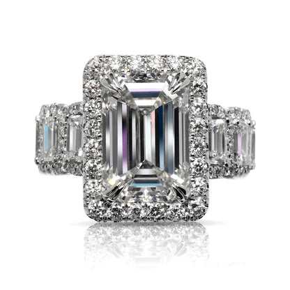  9 CARAT EMERALD CUT lab grown diamond ring front view