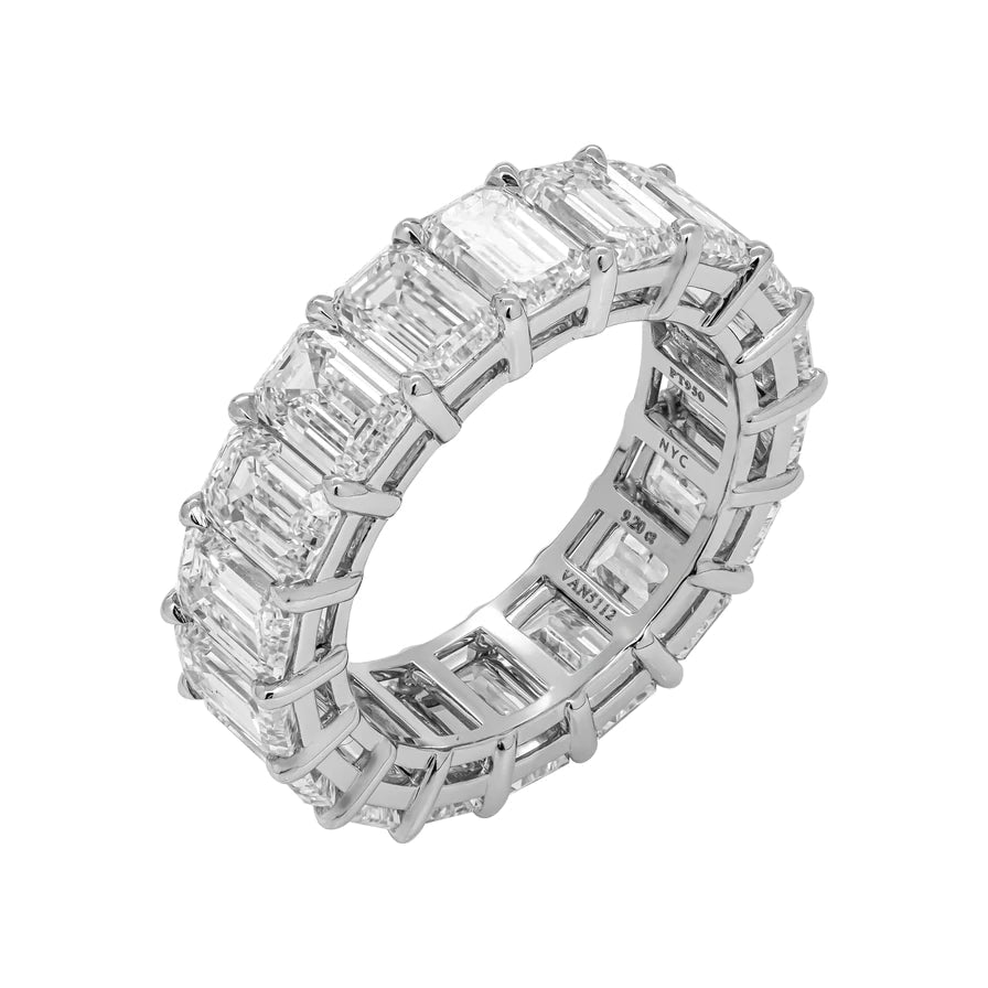 9 Carat Emerald cut Diamond Eternity Band in Platinum 50 pointer Side View