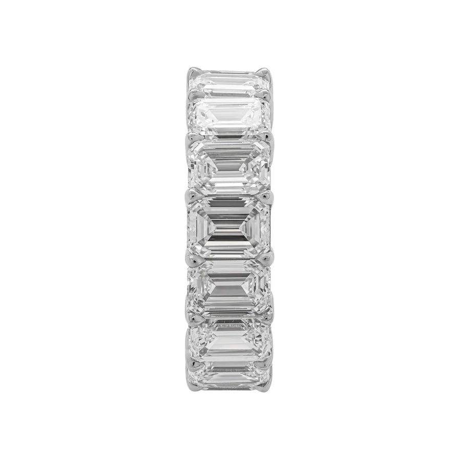 9 Carat Emerald cut Diamond Eternity Band in Platinum 50 pointer Side View