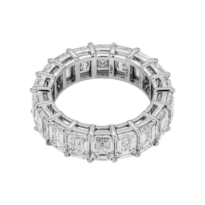 9 Carat Emerald cut Diamond Eternity Band in Platinum 50 pointer Top View