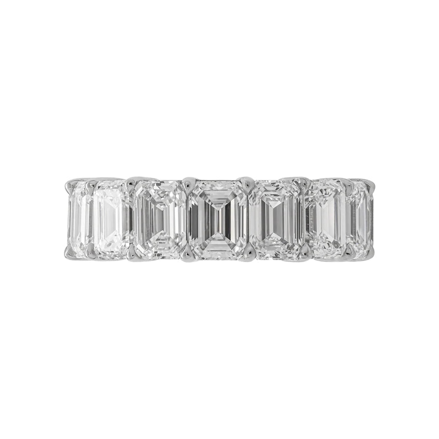 9 Carat Emerald cut Diamond Eternity Band in Platinum 50 pointer Side View