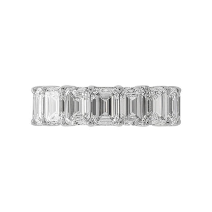 9 Carat Emerald cut Diamond Eternity Band in Platinum 50 pointer Side View