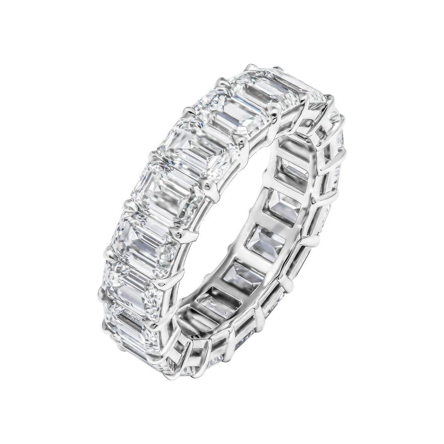 9 Carat Emerald Cut Diamond Eternity Band in Platinum 50 pointer Side View